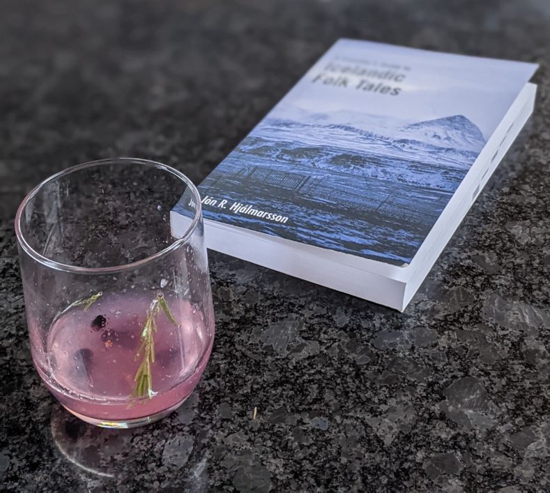 Cocktail I made in Iceland with hand-foraged crowb