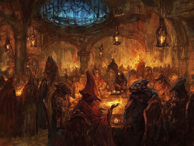 Inside were long tables where a scattering of stra